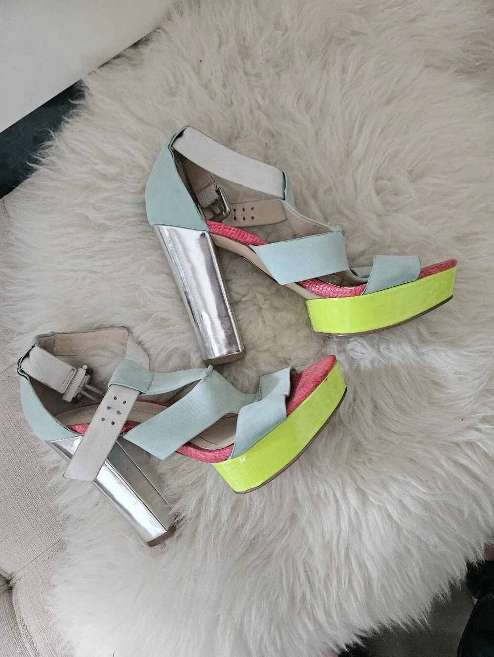 Genuine Leather Colorblock Heels